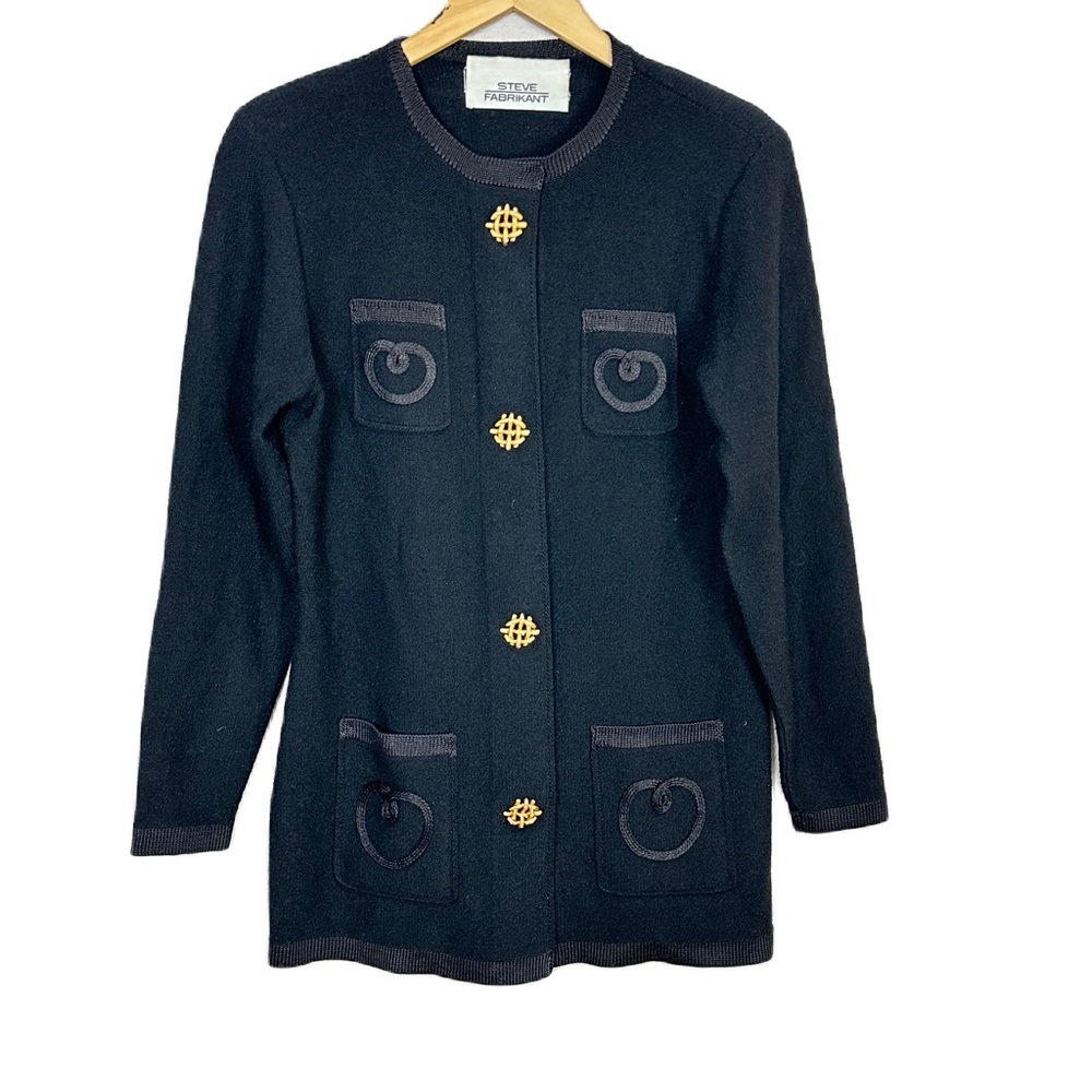 Steve Fabrikant Black‎ Santana Knit Sweater Coat Women’s Medium